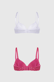 Sostén Mujer Bipack Copa Soft Liso Estampado Fucsia