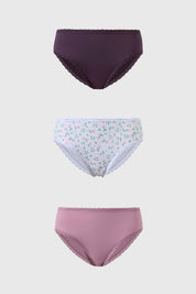 Calzón Mujer Tripack Bikini Estampado Blanco