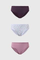 Calzón Mujer Tripack Bikini Estampado Blanco
