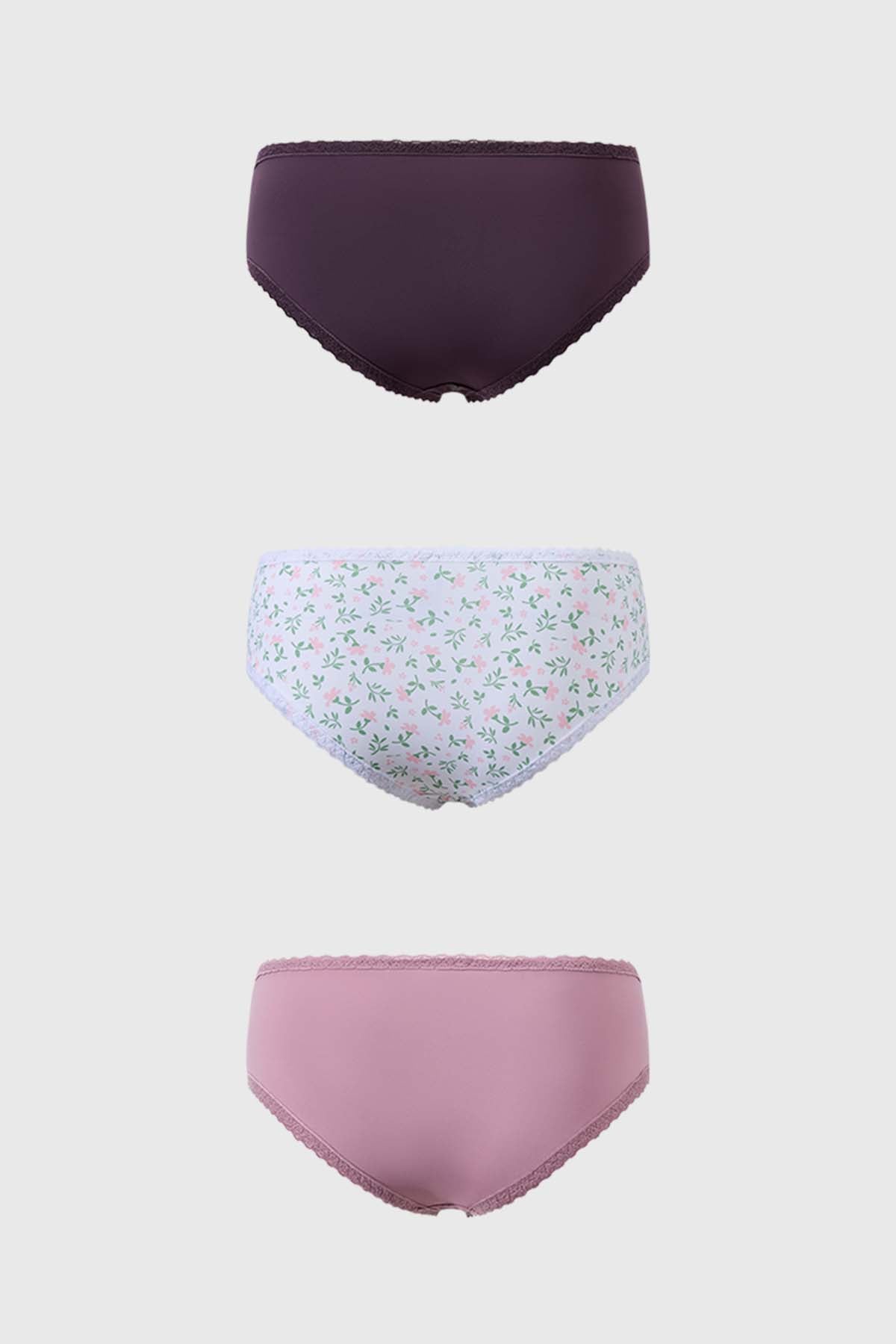 Calzón Mujer Tripack Bikini Estampado Blanco