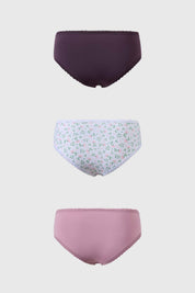 Calzón Mujer Tripack Bikini Estampado Blanco