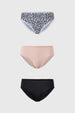 Calzón Mujer Tripack Bikini Estampado Negro