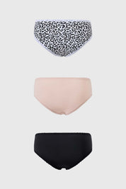 Calzón Mujer Tripack Bikini Estampado Negro