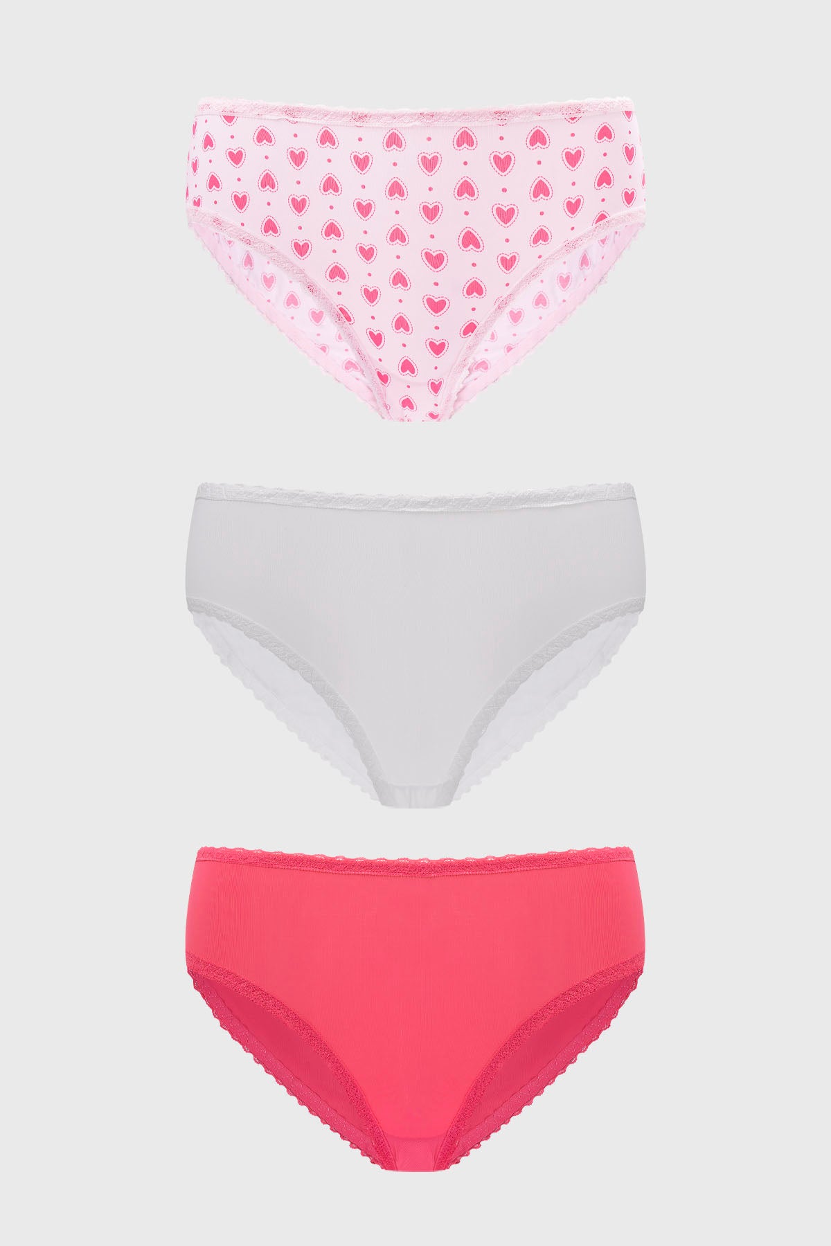 Calzón Mujer Tripack Bikini Estampado Fucsia