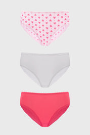 Calzón Mujer Tripack Bikini Estampado Fucsia