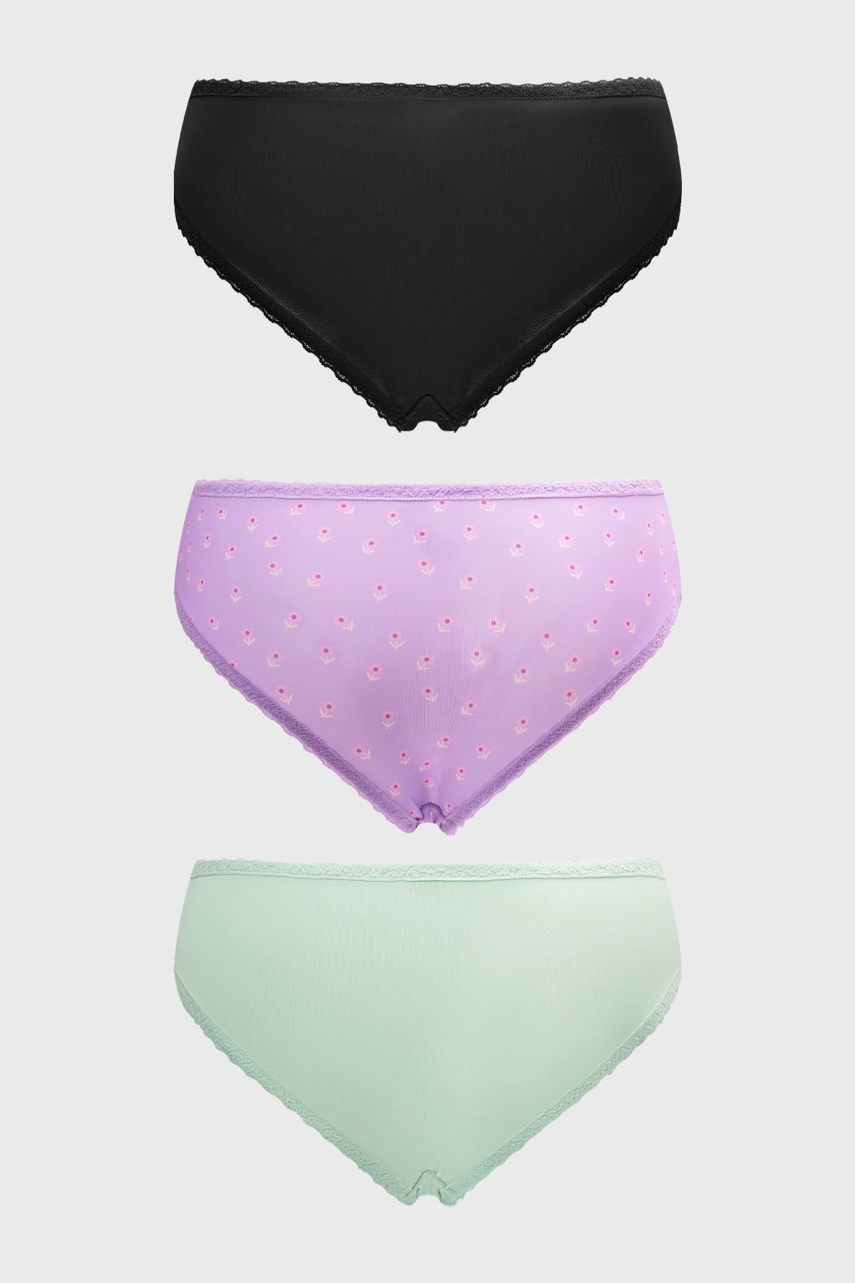 Calzón Mujer Tripack Bikini Estampado Lila