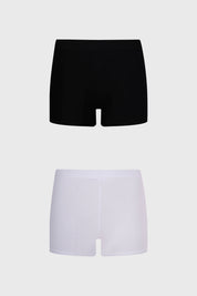 Calzón tipo boxer mujer negro y blanco fondo gris claro