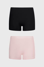 Calzón tipo boxer palo rosa para mujer con diseño liso y cómodo ajuste