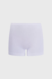 Calzón mujer short rib blanco con textura acanalada visible