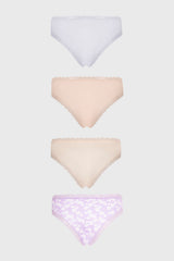Calzón Mujer 4 Pack Bikini Print Beige