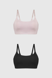 Sostén liso palo rosa para mujer con tirantes finos y diseño simple