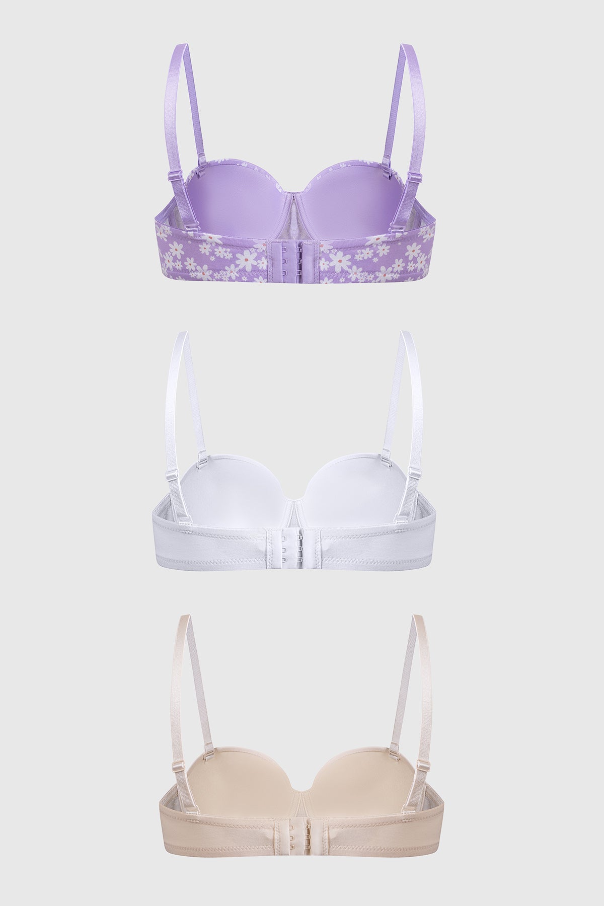 Sostén Mujer Tripack Liso Print Beige