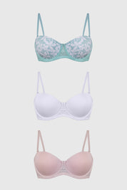 Sostén Mujer Tripack Liso Print Palo Rosa