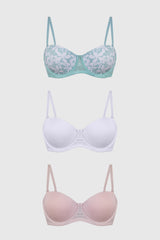 Sostén Mujer Tripack Liso Print Palo Rosa