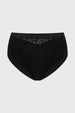 Calzón tiro alto negro con encaje floral en cintura y laterales diseño elegante y femenino