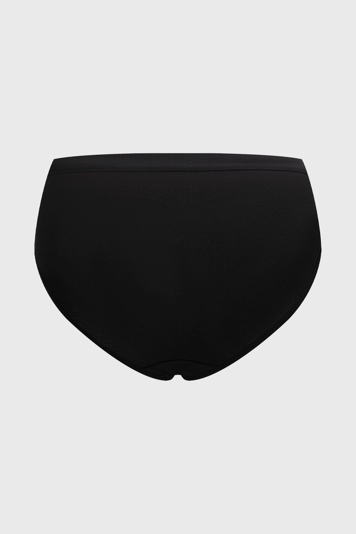 Calzón tiro alto negro con encaje floral en cintura y laterales diseño elegante y femenino