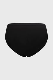 Calzón tiro alto negro con encaje floral en cintura y laterales diseño elegante y femenino
