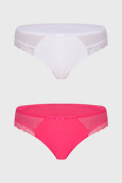Bipack de calzón mujer bikini en morado con detalle mesh y encaje decorativo