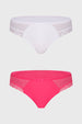 Bipack de calzón mujer bikini en morado con detalle mesh y encaje decorativo
