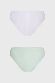 Bipack de calzón mujer bikini en verde menta con detalle de malla y encaje