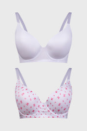 Sostén Mujer Bipack Estampado Liso Fucsia