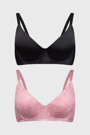 Sostén Mujer Bipack Estampado Liso Palo Rosa