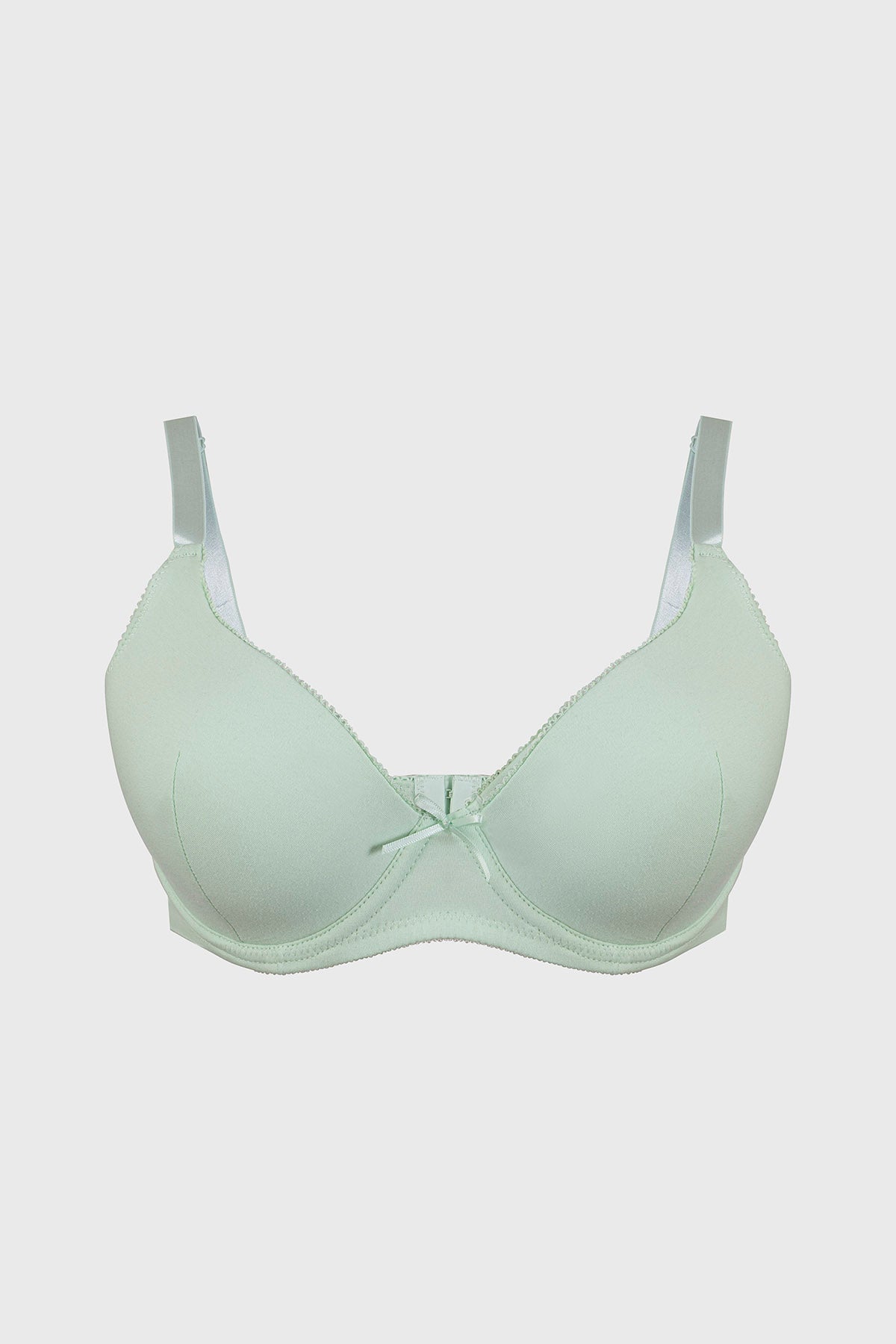 Sostén verde menta de algodón con detalle de lazo y tirantes ajustables