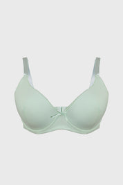 Sostén verde menta de algodón con detalle de lazo y tirantes ajustables