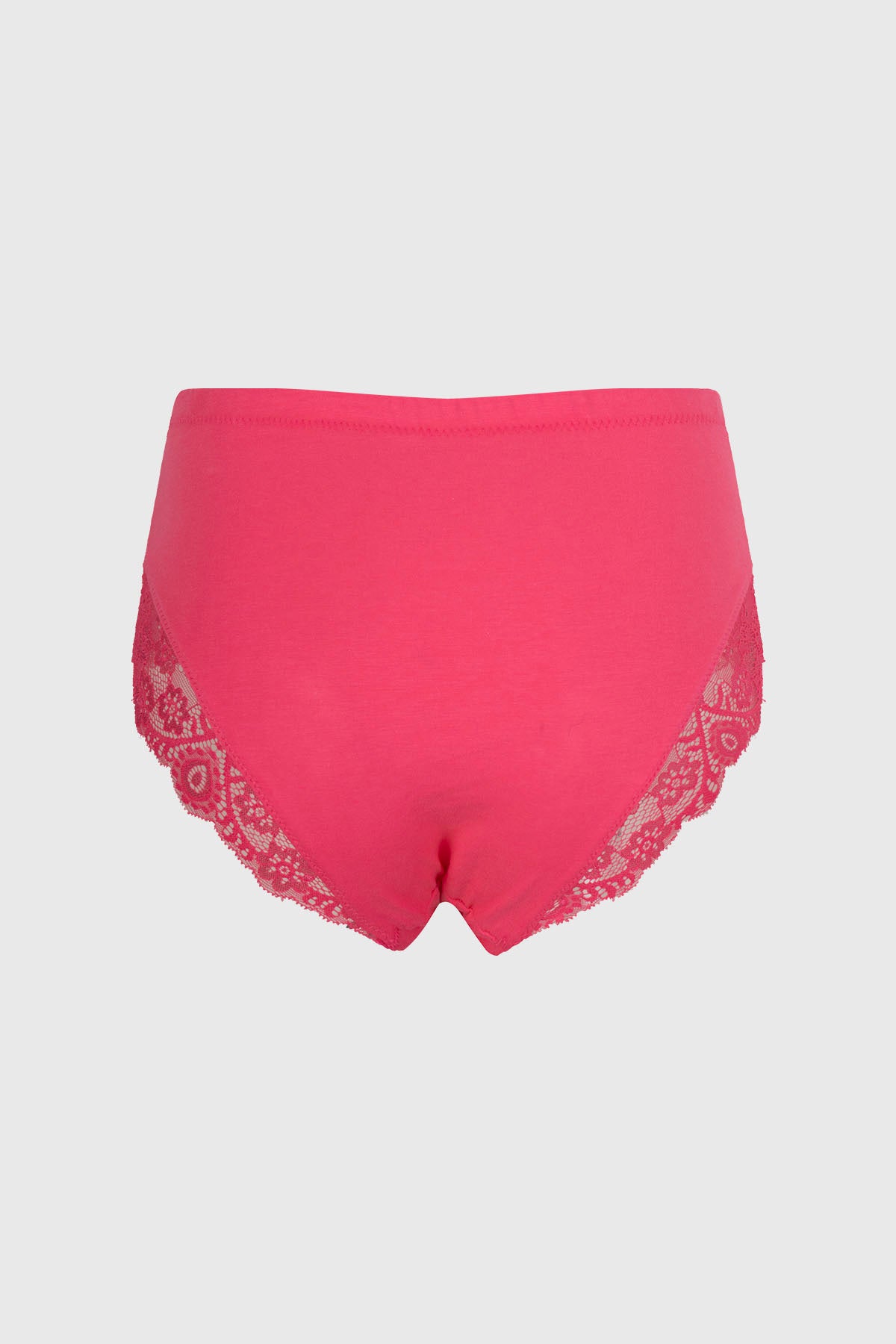 Calzón mujer tiro alto morado con detalle encaje fucsia y lazo decorativo