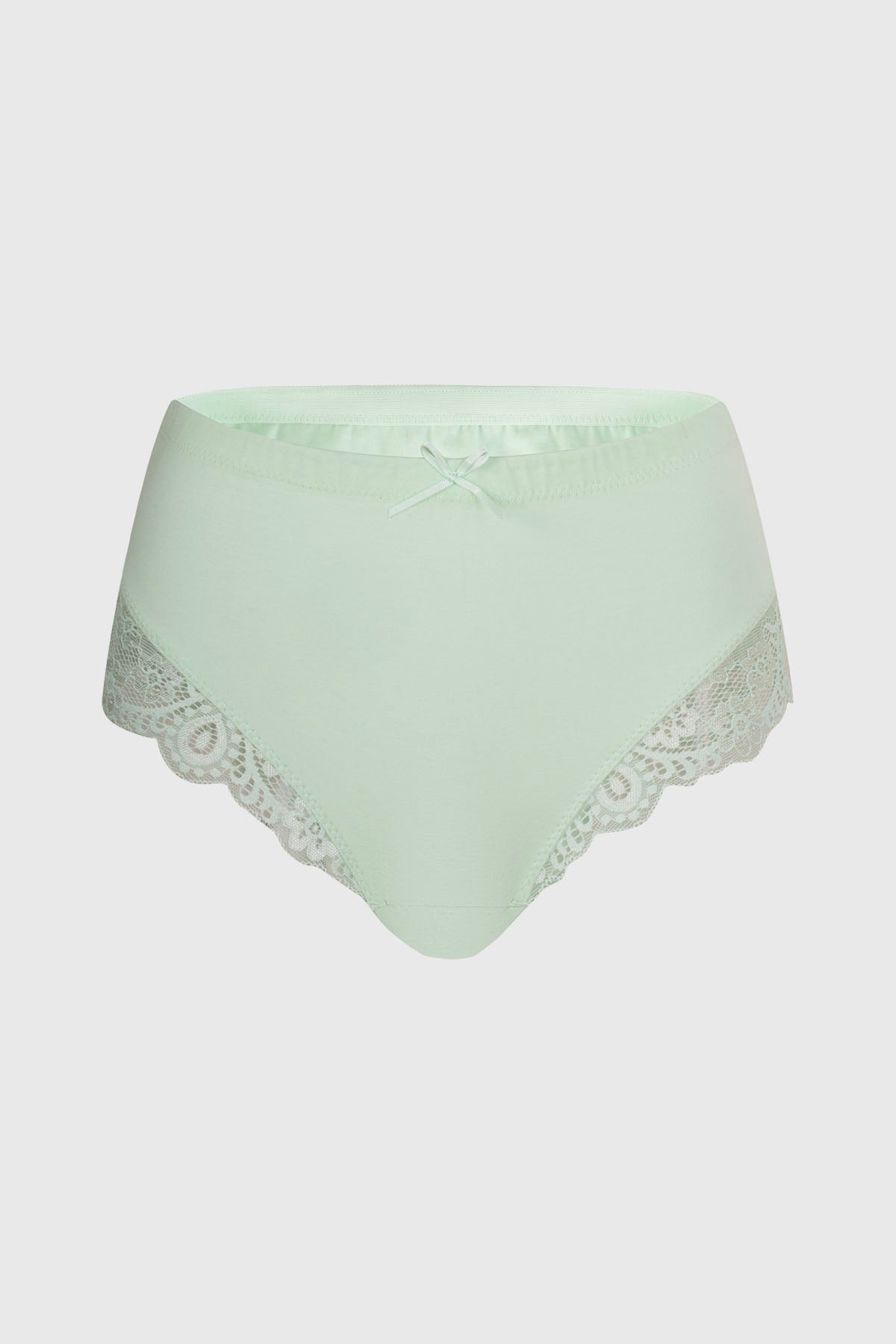 Calzón mujer tiro alto verde menta con detalle de encaje en los bordes