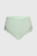 Calzón mujer tiro alto verde menta con detalle de encaje en los bordes