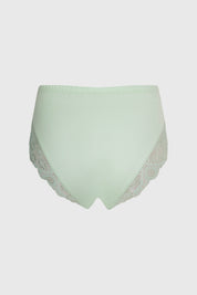 Calzón mujer tiro alto verde menta con detalle de encaje en los bordes