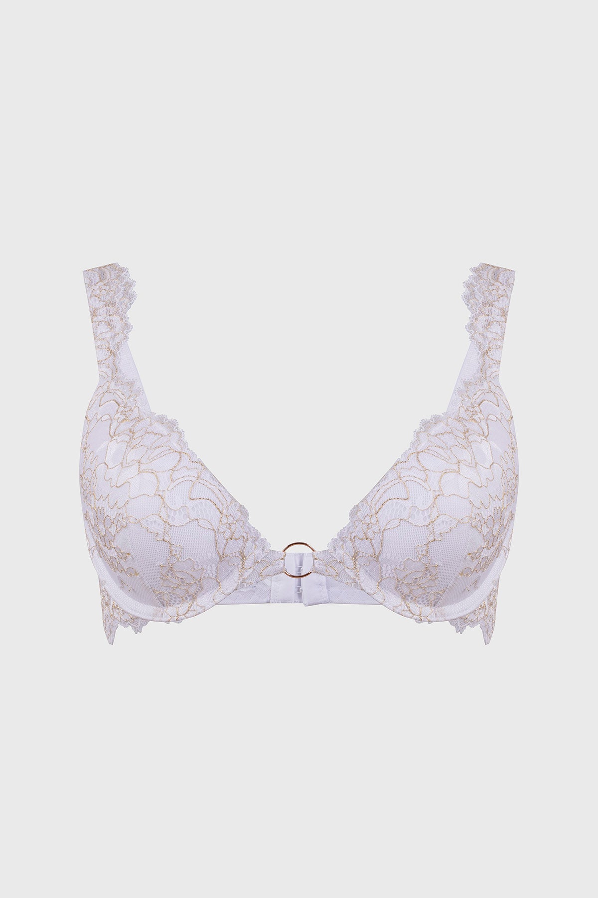 Sostén blanco de mujer con encaje detallado y diseño suave