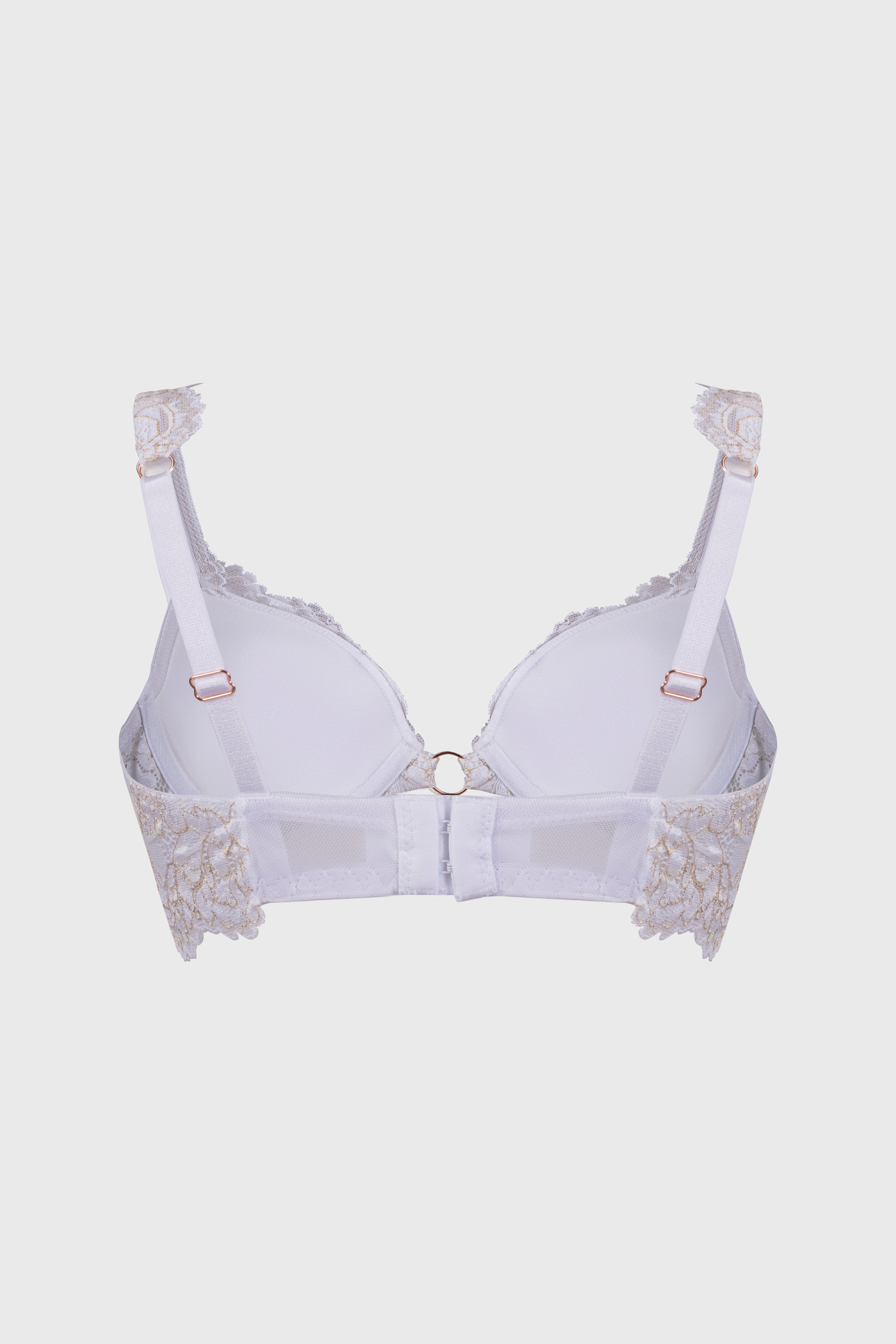 Sostén blanco de mujer con encaje detallado y diseño suave