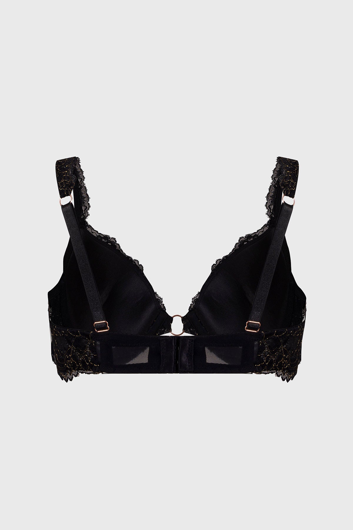Sostén negro de mujer con encaje y detalle frontal elegante