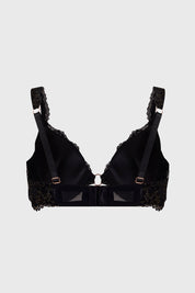 Sostén negro de mujer con encaje y detalle frontal elegante