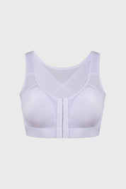 Sostén blanco para mujer con diseño de corrección de postura y cierre frontal