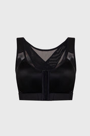 Sostén mujer corrector de postura negro con detalles de malla y diseño ajustado