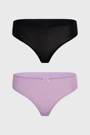 Calzón colaless liso lila con detalle de moño pequeño en el frente