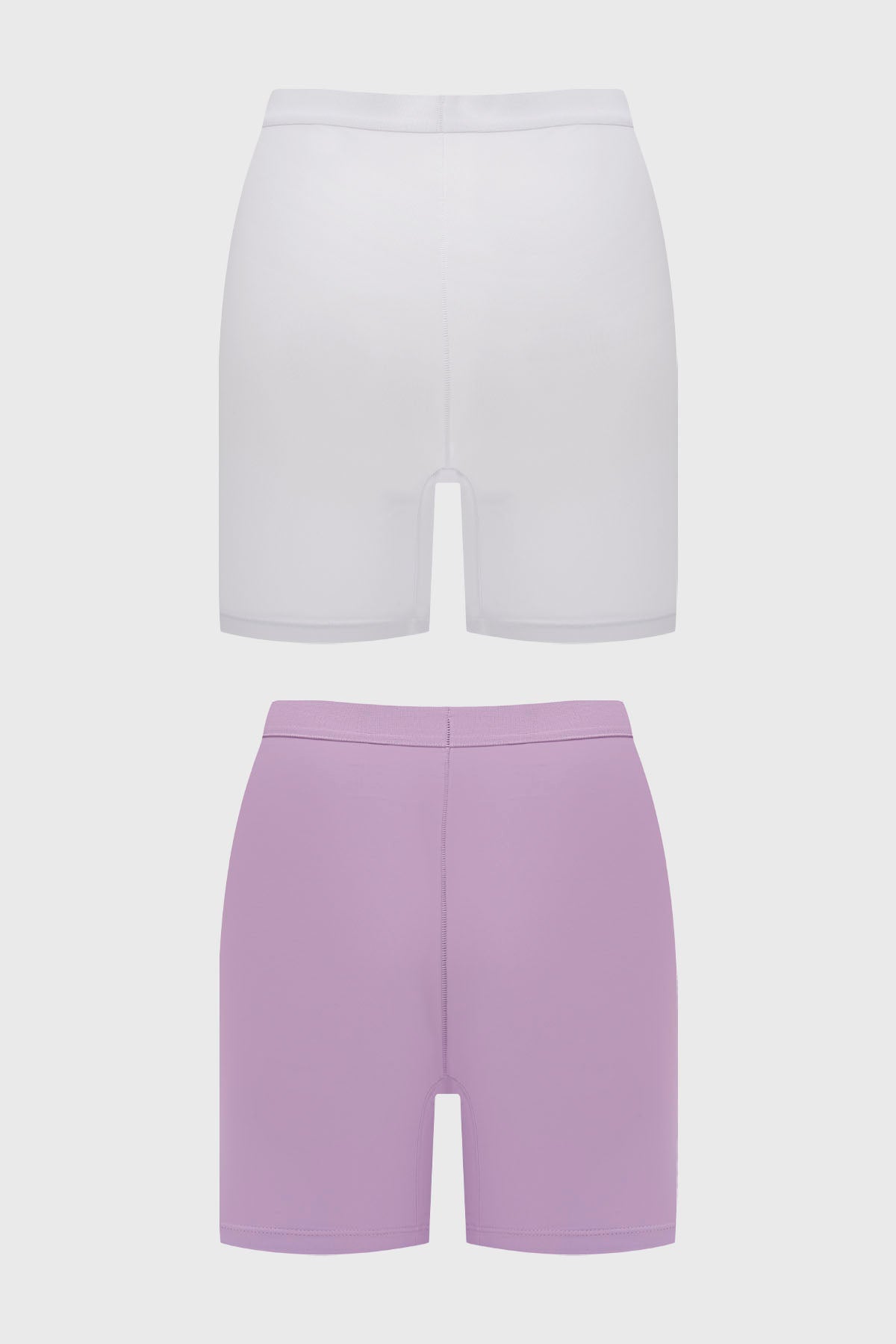 Calzón mujer tipo short lila con diseño liso de pierna larga cómodo y moderno
