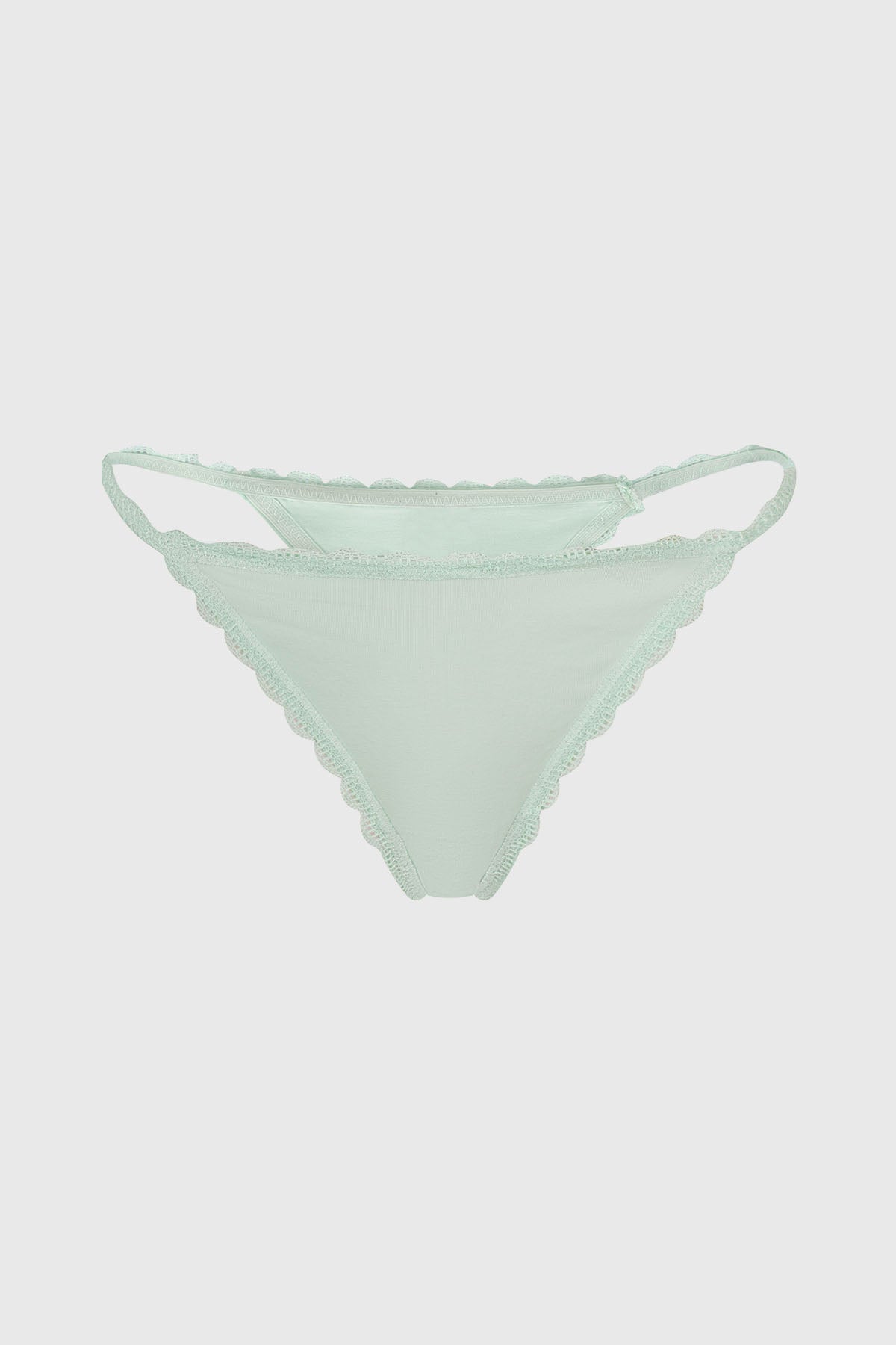 Calzón colaless verde menta con tirantes de encaje y diseño delicado
