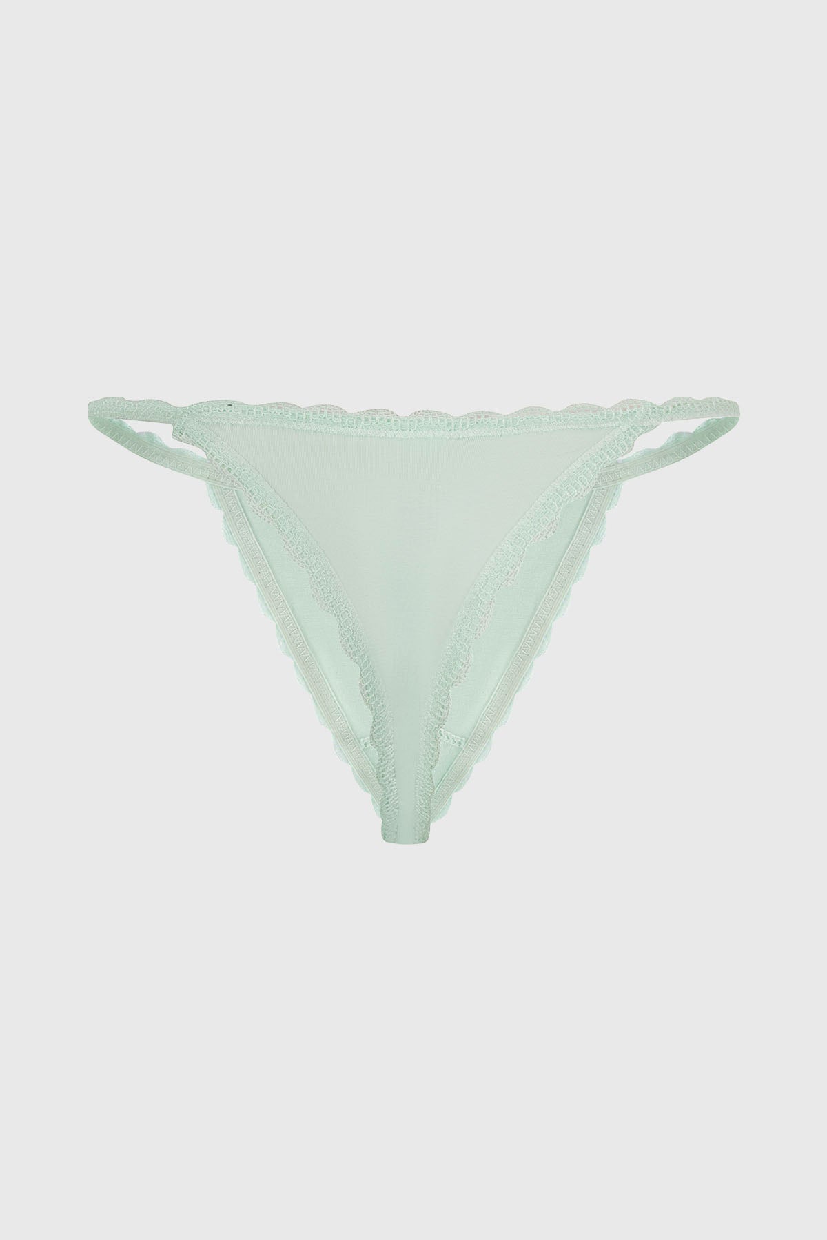 Calzón colaless verde menta con tirantes de encaje y diseño delicado