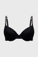 Sostén negro de mujer con copa soft y tirantes decorativos brillantes