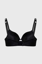 Sostén negro de mujer con copa soft y tirantes decorativos brillantes