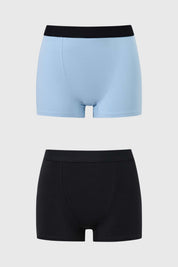 Calzón Mujer Bipack Short Tipo Boxer Celeste