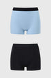 Calzón Mujer Bipack Short Tipo Boxer Celeste