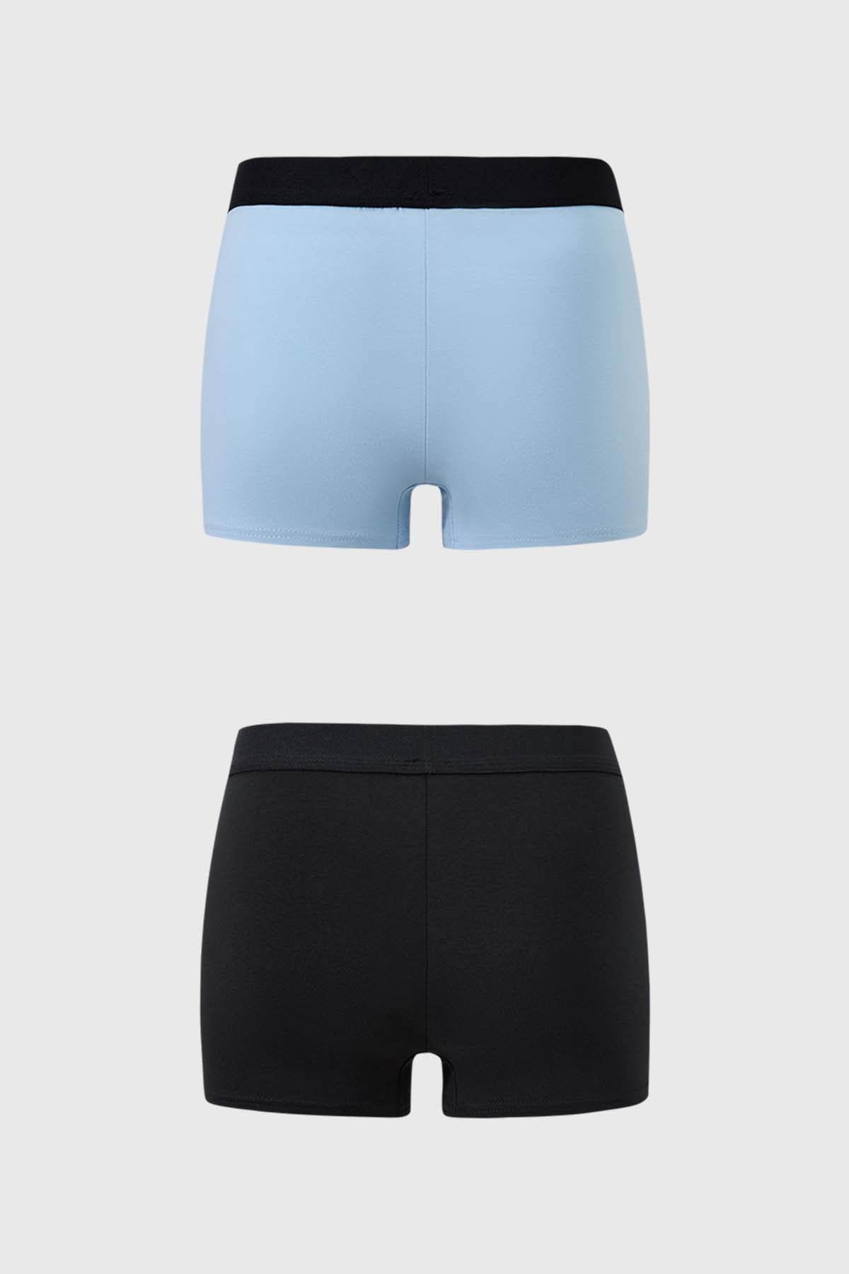 Calzón Mujer Bipack Short Tipo Boxer Celeste