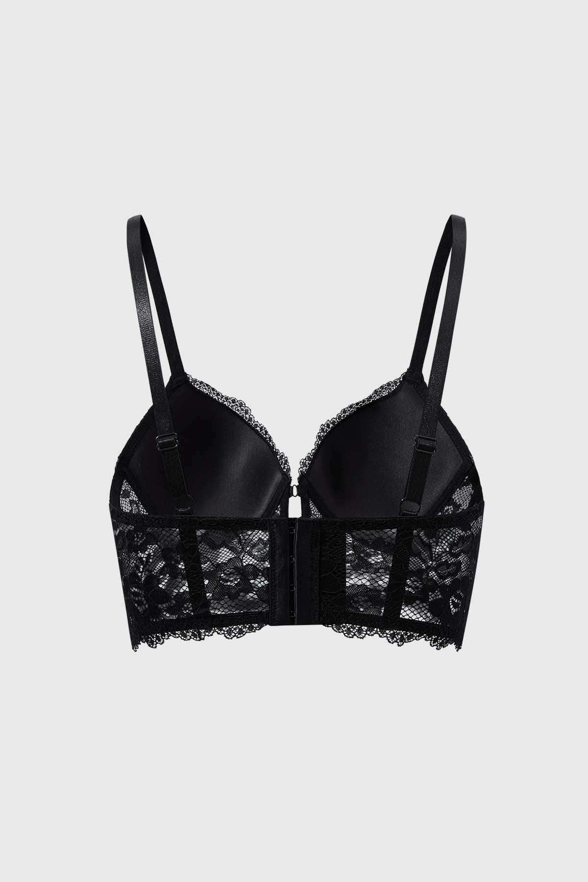Sostén Mujer Corset Detalle Cruce Medio Negro