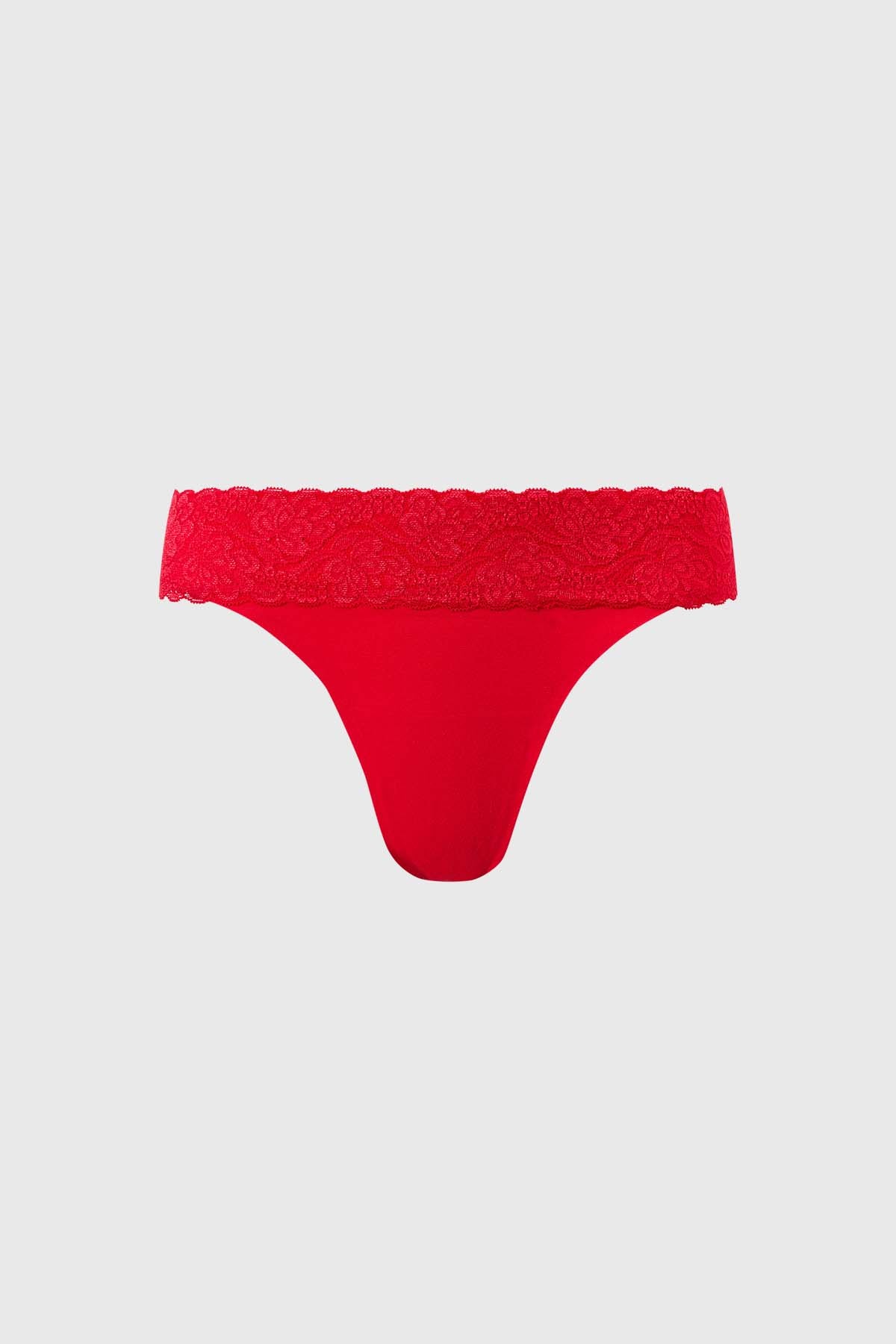 Calzón Mujer Colaless Con Encaje Pretina Rojo