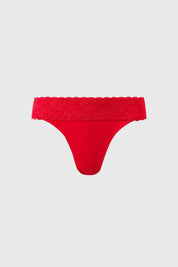 Calzón Mujer Colaless Con Encaje Pretina Rojo